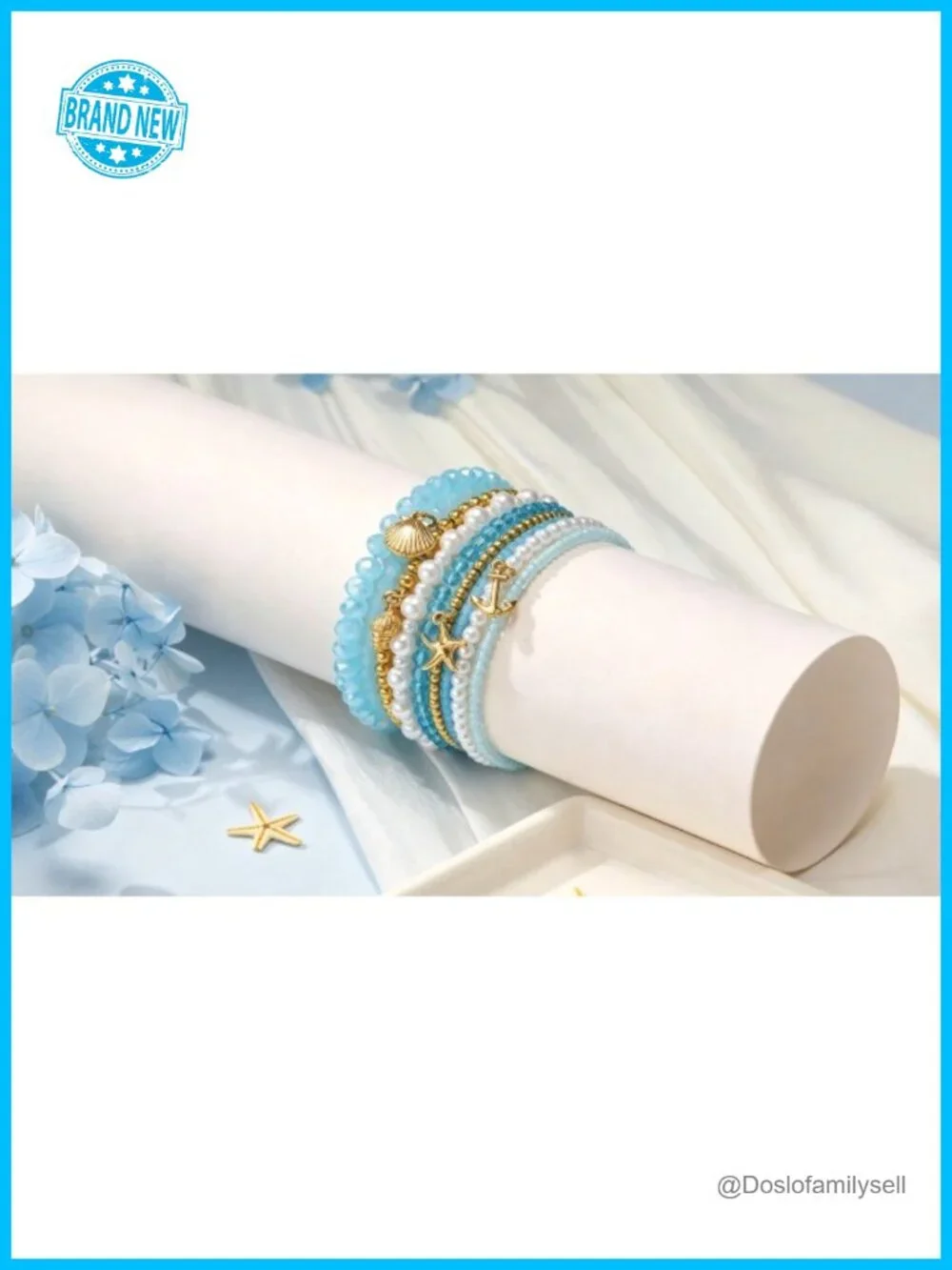 9-Pack Glass Beaded Stretch Bracelet Set Boho Stackable